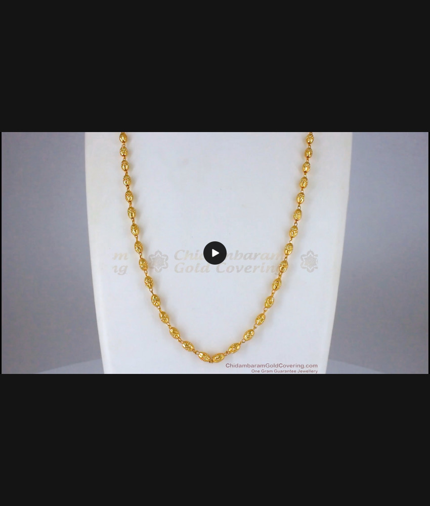 CKMN99 Gold Beads Long Chain Daily Wear Shop Online